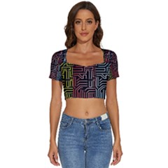 Circuit Board Seamless Patterns Set Short Sleeve Square Neckline Crop Top  by Ket1n9