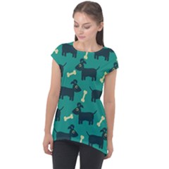 Happy-dogs Animals Pattern Cap Sleeve High Low Top by Ket1n9