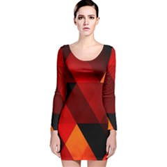 Abstract Triangle Wallpaper Long Sleeve Velvet Bodycon Dress by Ket1n9