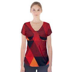 Abstract Triangle Wallpaper Short Sleeve Front Detail Top by Ket1n9