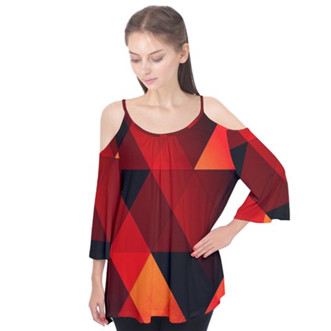 Abstract Triangle Wallpaper Flutter Sleeve T-shirt  by Ket1n9