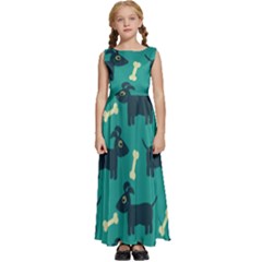 Happy-dogs Animals Pattern Kids  Satin Sleeveless Maxi Dress by Ket1n9