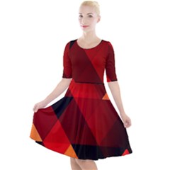 Abstract Triangle Wallpaper Quarter Sleeve A-line Dress by Ket1n9