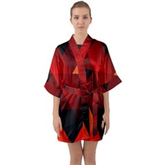 Abstract Triangle Wallpaper Half Sleeve Satin Kimono  by Ket1n9