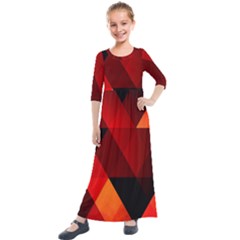 Abstract Triangle Wallpaper Kids  Quarter Sleeve Maxi Dress by Ket1n9