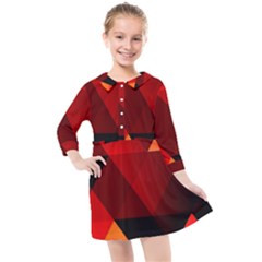 Abstract Triangle Wallpaper Kids  Quarter Sleeve Shirt Dress by Ket1n9