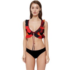 Abstract Triangle Wallpaper Low Cut Ruffle Edge Bikini Top by Ket1n9