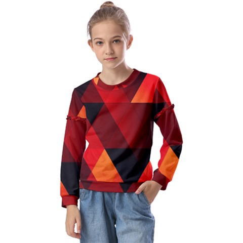 Abstract Triangle Wallpaper Kids  Long Sleeve T-shirt With Frill  by Ket1n9