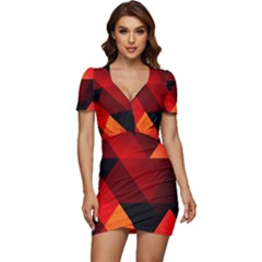 Abstract Triangle Wallpaper Low Cut Cap Sleeve Mini Dress by Ket1n9