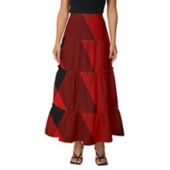 Abstract Triangle Wallpaper Tiered Ruffle Maxi Skirt by Ket1n9