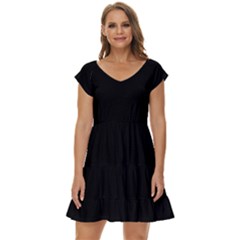 Black Short Sleeve Tiered Mini Dress