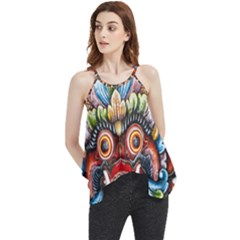 Wood Sculpture Bali Logo Flowy Camisole Tank Top by Ket1n9