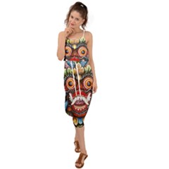 Wood Sculpture Bali Logo Waist Tie Cover Up Chiffon Dress by Ket1n9