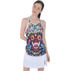 Wood Sculpture Bali Logo Racer Back Mesh Tank Top by Ket1n9