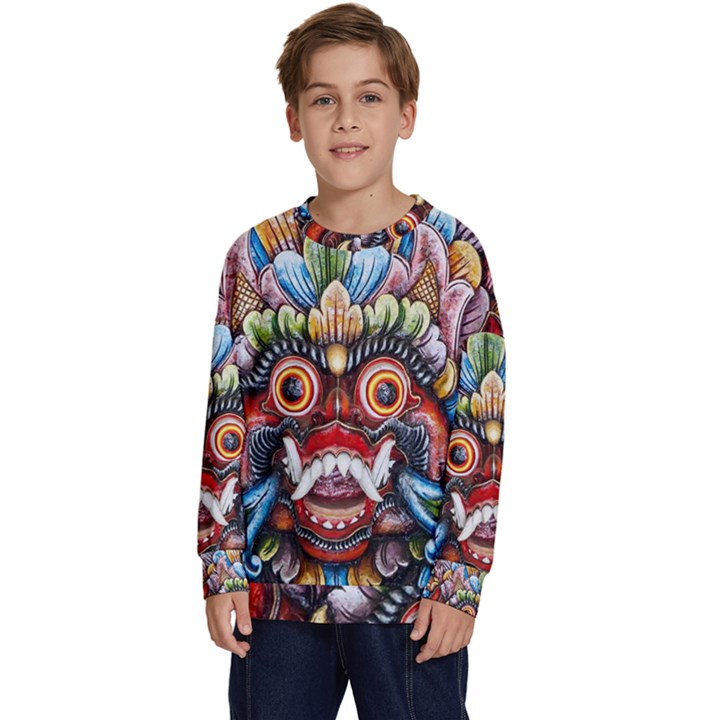 Wood Sculpture Bali Logo Kids  Crewneck Sweatshirt