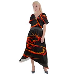 Dragon Cross Front Sharkbite Hem Maxi Dress by Ket1n9