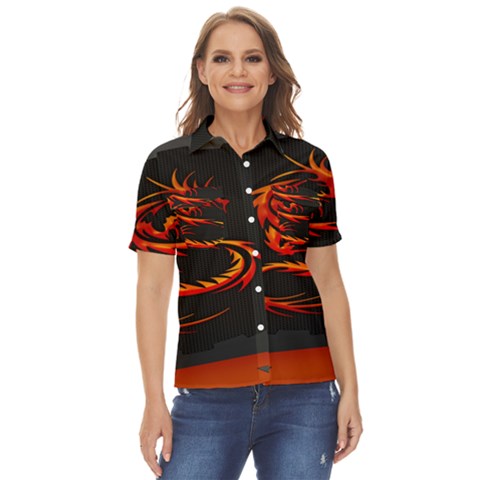 Dragon Women s Short Sleeve Double Pocket Shirt by Ket1n9