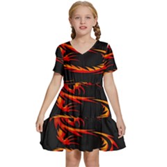 Dragon Kids  Short Sleeve Tiered Mini Dress by Ket1n9