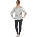 Dinosaur Art Pattern Off Shoulder Long Sleeve Velour Top View2