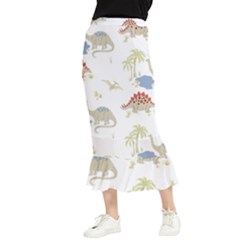 Dinosaur Art Pattern Maxi Fishtail Chiffon Skirt by Ket1n9