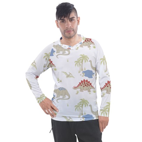 Dinosaur Art Pattern Men s Pique Long Sleeve T-shirt by Ket1n9