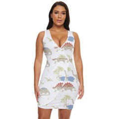 Dinosaur Art Pattern Draped Bodycon Dress by Ket1n9