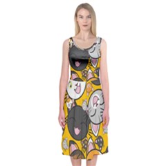 Cats-cute-kitty-kitties-kitten Midi Sleeveless Dress by Ket1n9