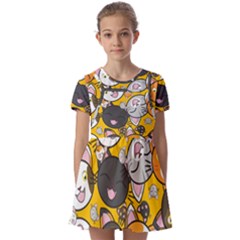 Cats-cute-kitty-kitties-kitten Kids  Short Sleeve Pinafore Style Dress by Ket1n9