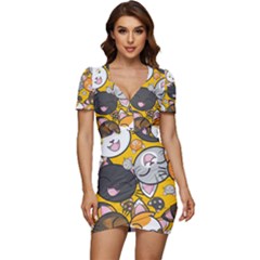 Cats-cute-kitty-kitties-kitten Low Cut Cap Sleeve Mini Dress by Ket1n9