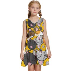 Cats-cute-kitty-kitties-kitten Kids  Sleeveless Tiered Mini Dress by Ket1n9