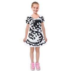 Ying Yang Tattoo Kids  Short Sleeve Velvet Dress by Ket1n9