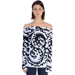 Ying Yang Tattoo Off Shoulder Long Sleeve Top