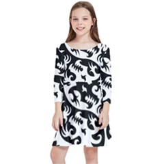 Ying Yang Tattoo Kids  Quarter Sleeve Skater Dress by Ket1n9