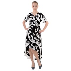 Ying Yang Tattoo Front Wrap High Low Dress by Ket1n9