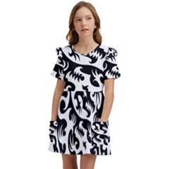 Ying Yang Tattoo Kids  Frilly Sleeves Pocket Dress by Ket1n9