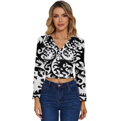 Ying Yang Tattoo Long Sleeve V-neck Top by Ket1n9