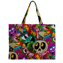 Crazy Illustrations & Funky Monster Pattern Zipper Mini Tote Bag by Ket1n9