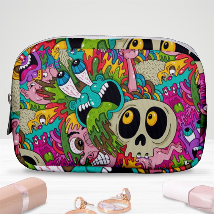 Crazy Illustrations & Funky Monster Pattern Make Up Pouch (Small)