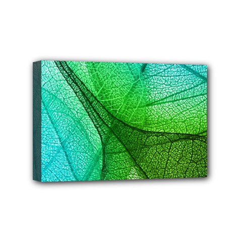 Sunlight Filtering Through Transparent Leaves Green Blue Mini Canvas 6  X 4  (stretched) by Ket1n9