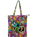 Crazy Illustrations & Funky Monster Pattern Double Zip Up Tote Bag View1