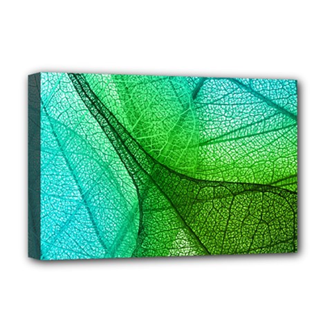 Sunlight Filtering Through Transparent Leaves Green Blue Deluxe Canvas 18  X 12  (stretched) by Ket1n9