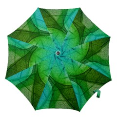 Sunlight Filtering Through Transparent Leaves Green Blue Hook Handle Umbrellas (large) by Ket1n9