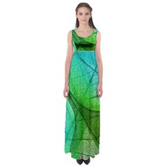 Sunlight Filtering Through Transparent Leaves Green Blue Empire Waist Maxi Dress by Ket1n9