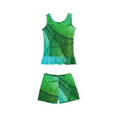 Sunlight Filtering Through Transparent Leaves Green Blue Kids  Boyleg Swimsuit by Ket1n9