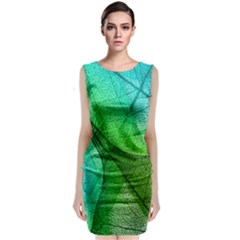 Sunlight Filtering Through Transparent Leaves Green Blue Sleeveless Velvet Midi Dress by Ket1n9