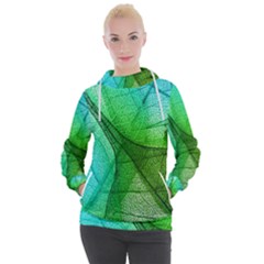 Sunlight Filtering Through Transparent Leaves Green Blue Women s Hooded Pullover by Ket1n9