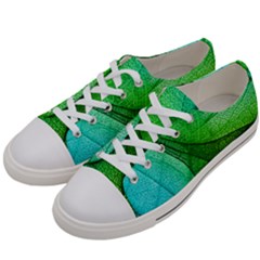 Sunlight Filtering Through Transparent Leaves Green Blue Men s Low Top Canvas Sneakers by Ket1n9