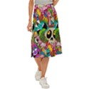 Crazy Illustrations & Funky Monster Pattern Midi Panel Skirt View1