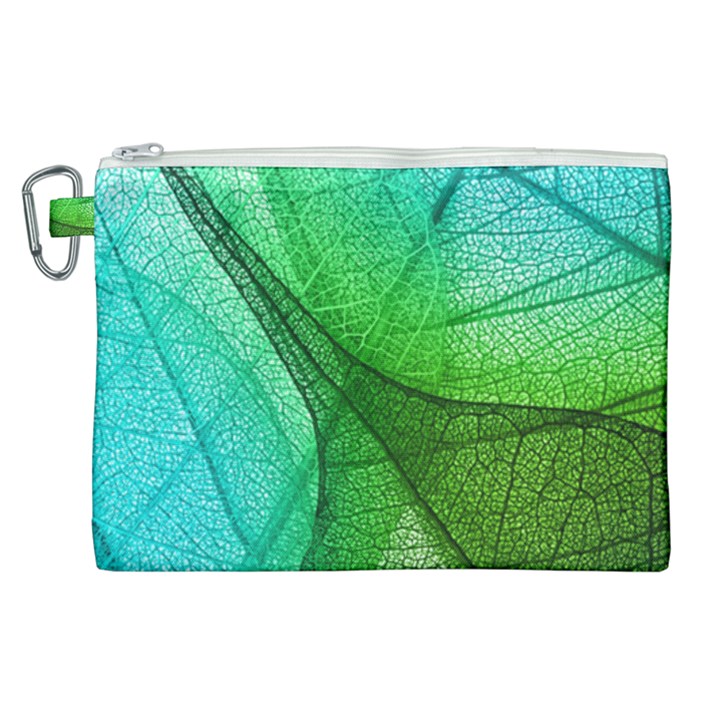 Sunlight Filtering Through Transparent Leaves Green Blue Canvas Cosmetic Bag (XL)