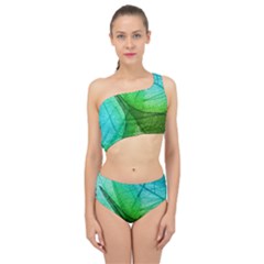 Sunlight Filtering Through Transparent Leaves Green Blue Spliced Up Two Piece Swimsuit by Ket1n9